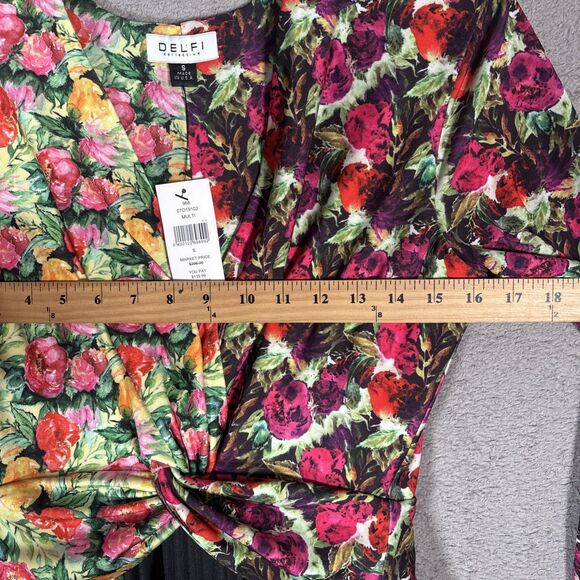 Delfi Collective Rita Mixed Print Pleated Twist Midi Dress Size S Ditsy Artsy - Picture 9 of 16